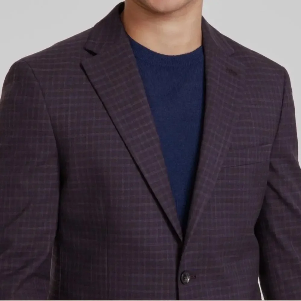 Tommy Hilfiger Men's Purple Check Conrad Modern-Fit Formal Suit Blazer Size 36R